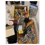 CRYSTAL DECANTER, PASTRY CLOTH, KITCHEN UTENCILS