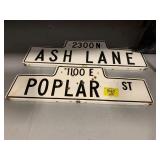 POPLAR ST & ASH LANE METAL STREET SIGNS
