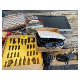 HP MONITOR, DELL KEYBOARD, CHESS SET, HERSHEY
