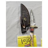 HANDMADE KNIFE WITH APPROX 3' DAMASCUS BLADE AND