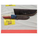 HANDMADE KNIFE WITH APPROX 4' DAMASCUS BLADE AND