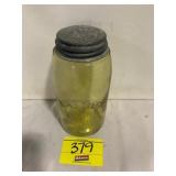 1858 DATED YELLOW MASON JAR