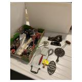 KITCHEN UTENCILS, CAST IRON TRIVETS, ANTIQUE