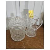 CUT CRYSTAL BISCUIT JAR & PITCHER