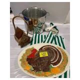 STOCK POT, TURKEY PLATTER, WOODEN BIRDHOUSE