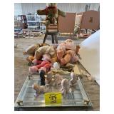 KEWPIE FIGURINES ON MIRROR DRESSER TRAY, DOLLS,