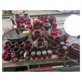 LARGE GROUP OF RUBY RED GLASS & AVON CAPE COD