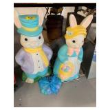 PAIR OF BLOWMOLD MR & MRS EASTER RABBITS