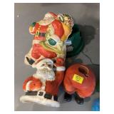FLAT PLASTIC SANTA & BLOWMOLD 2-PIECE SANTA (BOTH