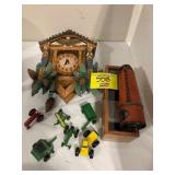 RESIN CUCKOO CLOCK, MINI TRACTOR TOYS, WOODEN