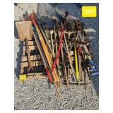 LONG HANDLE TOOLS...POST HOLE DIGGER, SHOVELS,