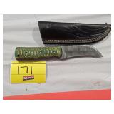 HANDMADE KNIFE WITH APPROX 4' DAMASCUS BLADE AND