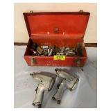 METAL TOOLBOX FULL OF SOCKETS OF ALL KINDS, 2 AIR