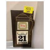 1972 STAG BEER PERPETUAL CALENDAR (PARTIAL SINCE
