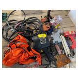 WORK LIGHT, JUMPER CABLES, CLAMP, JACK STAND, AIR