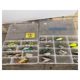 2 PLASTIC ORGANIZERS FULL OF FISHING LURES