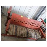 RED PAINTED OUTDOOR WOODEN GLIDER BENCH W/ FRAME