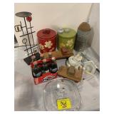 CRACKER TINS, METAL RACK, WOODEN TRUCKS, PRECIOUS