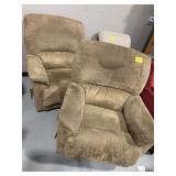 PAIR OF UPHOLSTERED ROCKER RECLINERS