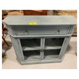 40' LONG BLUE PAINTED WOODEN METAL MESH-FRONT