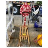 SANTA STOP SIGN, WOODEN SLED, WOODEN RACK