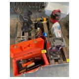 TOOLBOXES, PAINTING SUPPLIES, SMALL SHOPVAC, FAN,