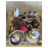 CAST IRON DUTCH OVEN, ROOSTER CANISTER SET, POTS