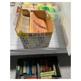 TOTE OF VINTAGE PLAYBILLS, 2 CRATES OF BOOKS