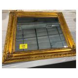 GOLD PAINTED WOOD FRAME BEVELED GLASS MIRROR