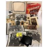 YAHTZEE GAME, ANTIQUE PHOTOS, 3 STOOGES PHOTOS