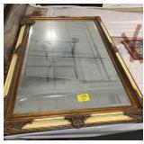 ORNATE LARGE BEVELED GLASS WALL MIRROR