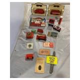GROUP OF DIECAST BUSES & CARS, AIRMAIL STAMP