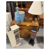 2 CD RACKS, 2 LAMPS, PRESSED WOOD 2-DRAWER FILE
