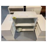 GROUP OF WHITE PRESSED WOOD CABINETS OF ALL