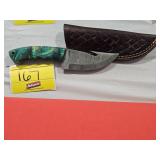 HANDMADE KNIFE WITH APPROX 4' DAMASCUS BLADE AND