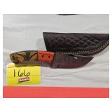 HANDMADE KNIFE WITH APPROX 4' DAMASCUS BLADE AND