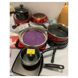 GROUP OF POTS & PANS, FALSTAFF BEER TRAY,