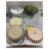 PIE PLATES OF ALL STYLES, MCM GREEN GLASS BOWL,