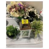 CANDLE LANTERN, ARTIFICAL FLOWERS & GREENERY