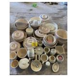 GROUP OF MCCOY PINK & BLUE STRIPE POTTERY