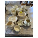 GROUP OF MCCOY PINK & BLUE STRIPE POTTERY