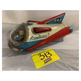 VINTAGE TIN LITHO ATOM ROCKET 7 TOY