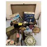 TRUNK FULL OF PHOTOS, MID CENTURY CLOCK, TILE MID