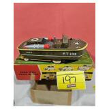 VINTAGE TIN PT-109 MILITARY BOAT, PREMIER'S