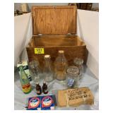 WOODEN CRATE, GLASS MILK & CANNING BOTTLES, ROYAL