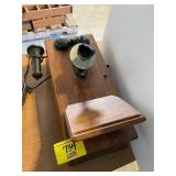 ANTIQUE WOOD CASE WALL PHONE