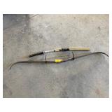 WOODEN BOW, SNAKE SKIN STYLE SWORD W/ SHEATH -