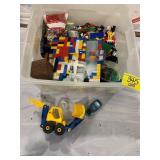 TUB OF LEGOS, LOADER TOY, TOY CAR