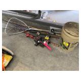 FISHING NET, GROUP OF FISHING RODS & REELS,