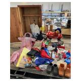 DOLL CLOTHES & SHOES, CEDAR DOLL TRUNK, RADIO